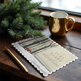 Cartão De Festividades Feliz Natal Woodland Fox da Floresta de Inverno