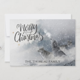 Cartão De Festividades Feliz Natal Woodlands Wolves Howl Winter Snow