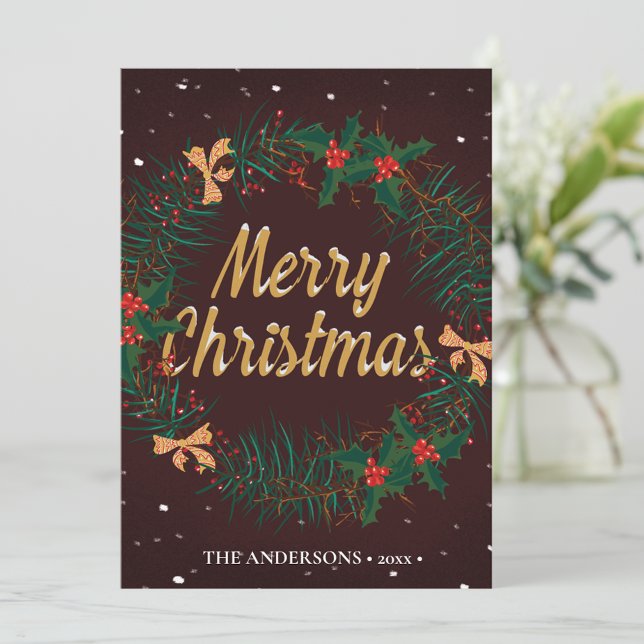 Cartão De Festividades Feliz Natal Wreath | Saudação de "Pet" Divertido (Criador carregado)