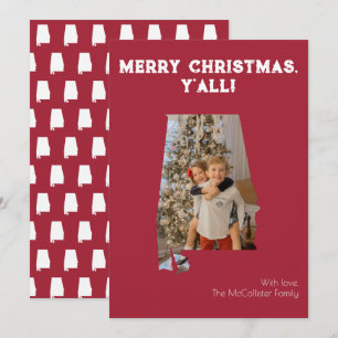 Cartão De Festividades Feliz Natal Y'all Crimson Alabama Foto do Estado