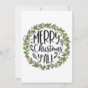 Cartão De Festividades Feliz Natal Y'all Watercolor Wreath