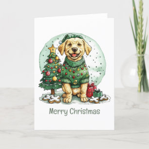 Cartão De Festividades Feliz Natal Yellow Labrador Retriever Dog