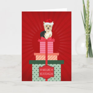 Cartão De Festividades Feliz Natal Yorkie Presentes de Cachorro Natal