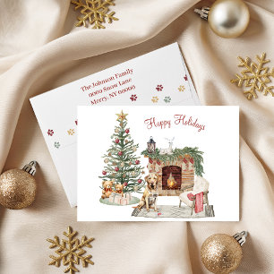 Cartão De Festividades Feliz Natalzinho do Cachorro Design- Labrador Retr