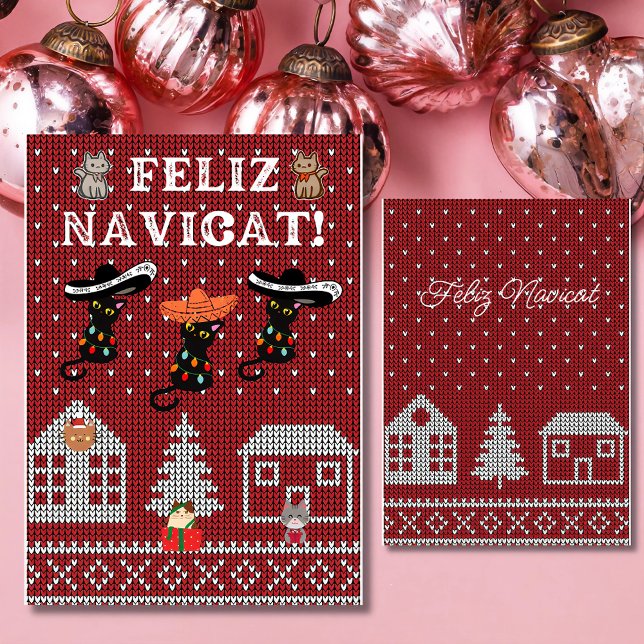 Cartão De Festividades Feliz navicat engraçado, natal meowy (Criador carregado)