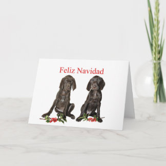 Cartão De Festividades Feliz Navidad Alemã - Puppies Escuros