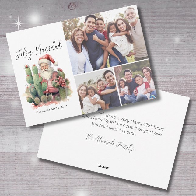 Cartão De Festividades Feliz Navidad Cactus Foto Natal (Feliz Navidad Cactus Photo Christmas Holiday Card )