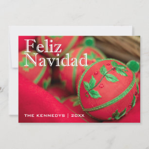 Cartão De Festividades Feliz Navidad - Decoração Verde/Vermelho do Orna