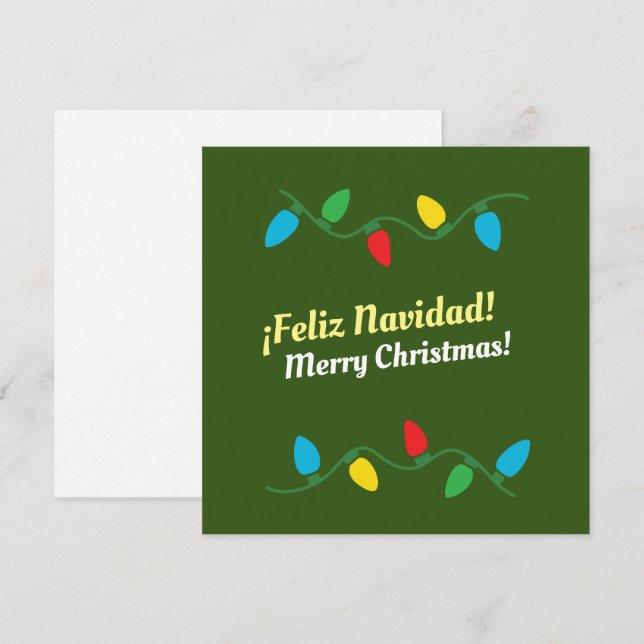 Cartão De Festividades  "Feliz Navidad" em inglês e espanhol Ca (Frente/Verso)