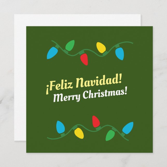 Cartão De Festividades "Feliz Navidad" em inglês e espanhol Holiday Ca (Frente/Verso)