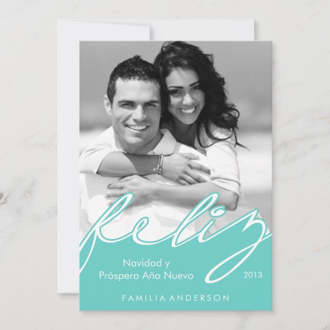 Cartão De Festividades Feliz Navidad Espanhol Feliz Férias {aqua} (Frente)