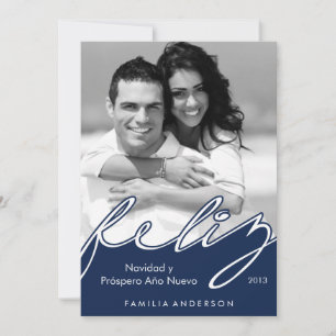 Cartão De Festividades Feliz Navidad Espanhol Feliz Natal {blue}