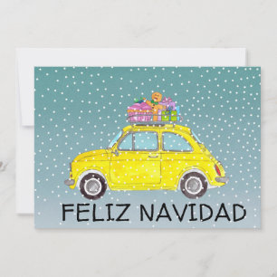 Cartão De Festividades Feliz Navidad Espanhola de Natal Fiat 500