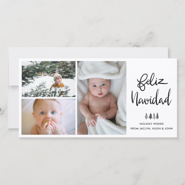 Cartão De Festividades Feliz Navidad | Foto de Feriado de Script Manuscri (Frente)