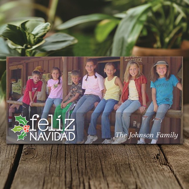 Cartão De Festividades Feliz Navidad - Foto Panorâmica ou Horizontal (Create A Personal Holiday Photo Card)