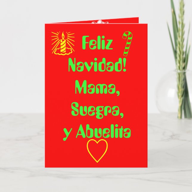 Cartão De Festividades Feliz Navidad! Mamãe, Suegra, y Abuelita (Frente)