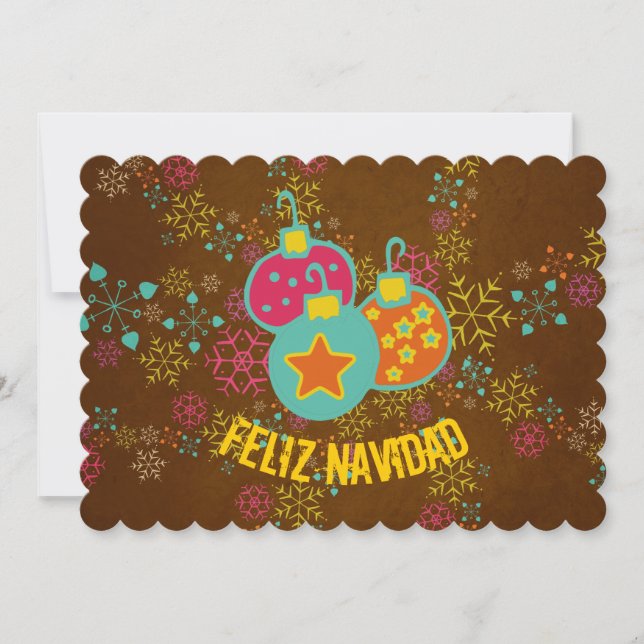 Cartão De Festividades Feliz Navidad Ornaments Holidays Card (Frente)