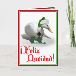 Cartão De Festividades Feliz Navidad - Papai noel Helper Elf Duck