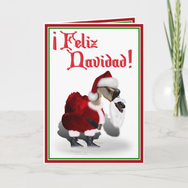 Cartão De Festividades Feliz Navidad - Papais noeis Bobos Ganso (Frente)