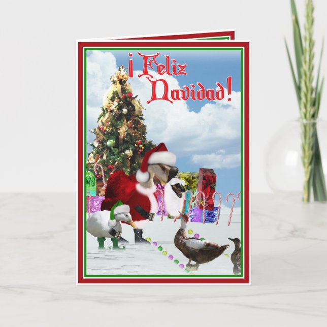 Cartão De Festividades Feliz Navidad - Papais noeis de Natal Ganham com P (Frente)