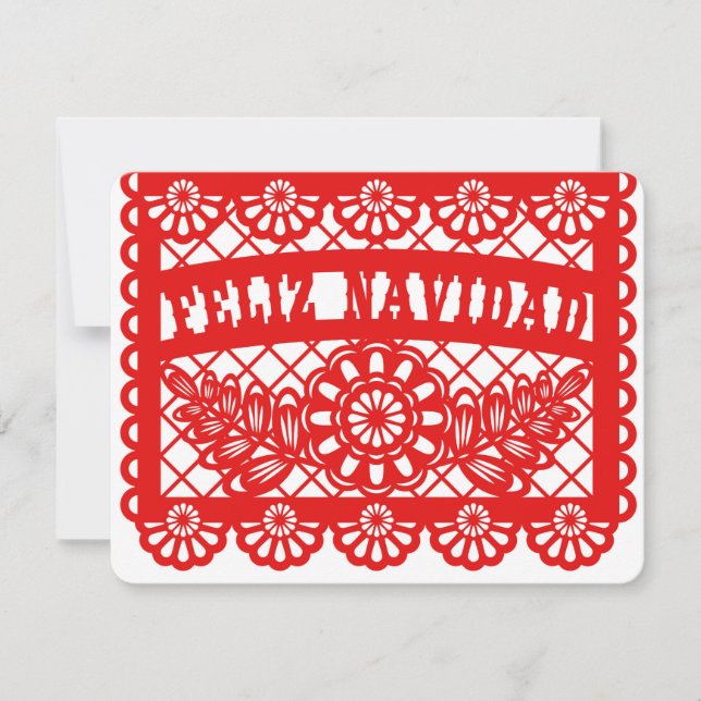 Cartão De Festividades Feliz Navidad Papel Picado (Frente)