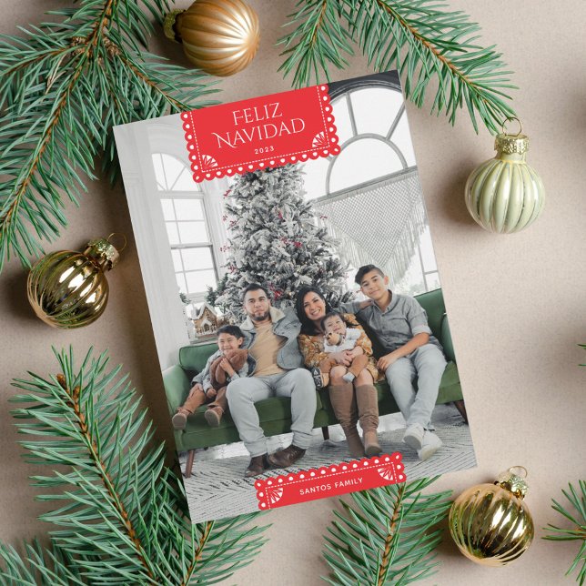 Cartão De Festividades Feliz Navidad Red Ribbon (Criador carregado)