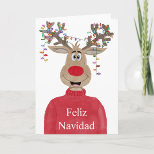 Cartão De Festividades Feliz Navidad, Reindeer de Natal Espanhol