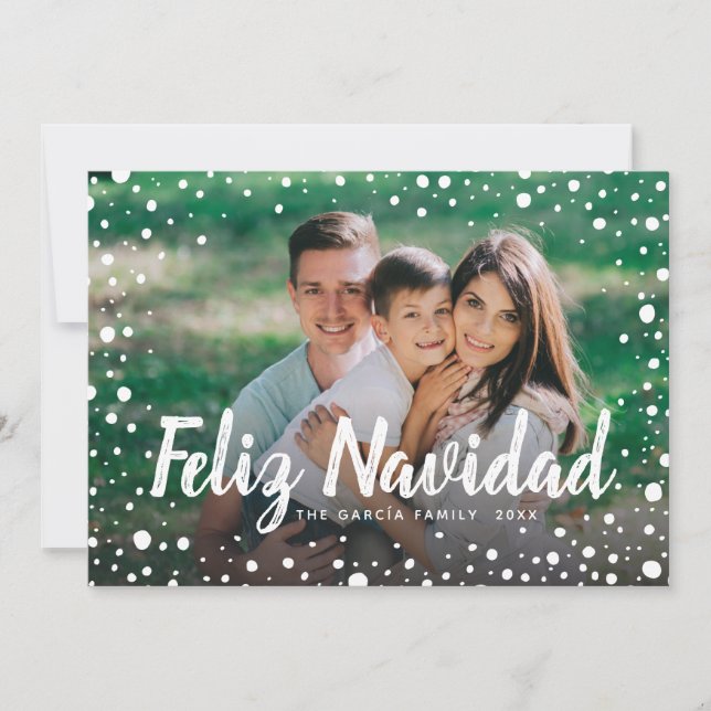 Cartão De Festividades Feliz Navidad Snow | Holiday Greeting Photo (Frente)