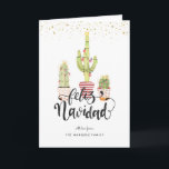 Cartão De Festividades Feliz Navidad | Spanish Christmas Greeting Card<br><div class="desc">This cactus theme Christmas card is a classic and is perfect for anyone on your mailing list. Add your custom wording to this design by using the "Edit this design template" boxes on the right hand side of the item, or click the blue "Customize it" button to arrange the text,...</div>