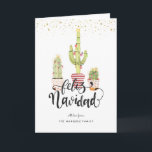 Cartão De Festividades Feliz Navidad | Spanish Christmas Greeting Card<br><div class="desc">This cactus theme Christmas card is a classic and is perfect for anyone on your mailing list. Add your custom wording to this design by using the "Edit this design template" boxes on the right hand side of the item, or click the blue "Customize it" button to arrange the text,...</div>