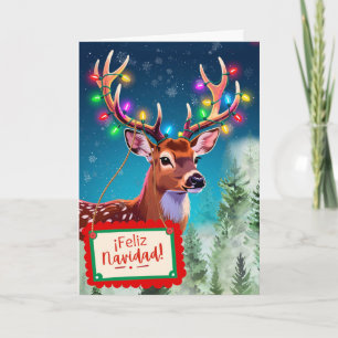 Cartão De Festividades Feliz Navidad Veado Espalhando Alegria e Felicidad