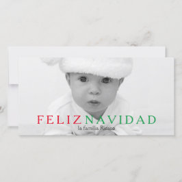 Cartão De Festividades Feliz Navidad Verde - Natal para a Typografia Verm