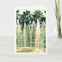 Cartão De Festividades Feliz Navidad Vintage Palmeiras Tropicais & Fonte