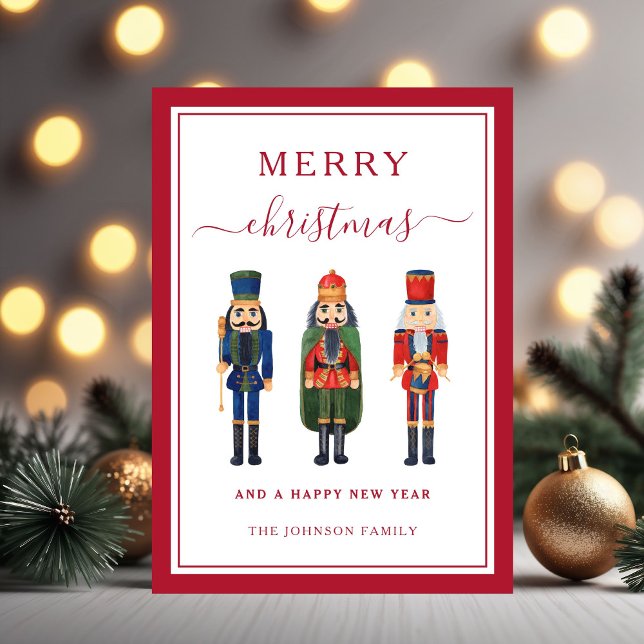 Cartão De Festividades Feliz Noz-Craz Feliz Natal (Cute Nutcracker Merry Christmas Holiday Card)