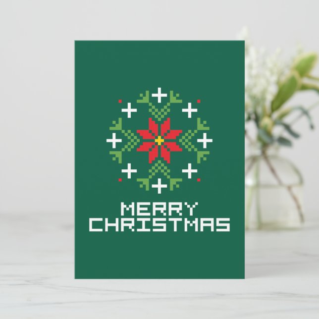 Cartão De Festividades Feliz padrão de Natal 6 (Em pé/Frente)