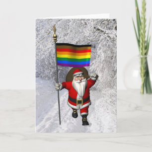 Cartão De Festividades Feliz Papai Noel com Bandeira do Orgulho Filadélf