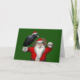 Cartão De Festividades Feliz Papai Noel com Enorme Raven