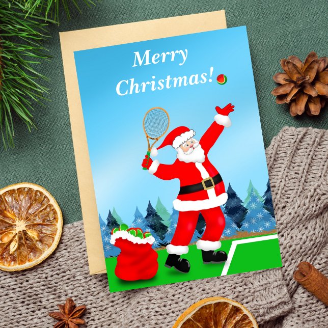 Cartão De Festividades Feliz Papai noel de Natal (Ace your Christmas card with this tennis greeting card!)