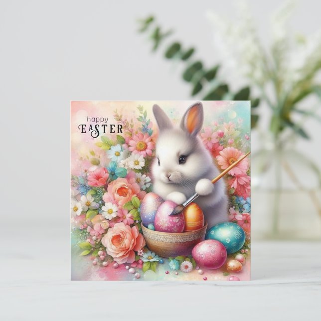 Cartão De Festividades Feliz Páscoa (Em pé/Frente)