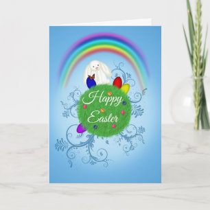 Cartão De Festividades Feliz Páscoa Coelhinho Fofo Planeta Colorido & Arc