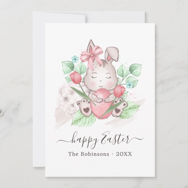 Cartão De Festividades Feliz Páscoa Colagem de Fotos de Família Saudação (Frente)