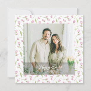 Cartão De Festividades Feliz Páscoa com Foto Personalizada Elegante