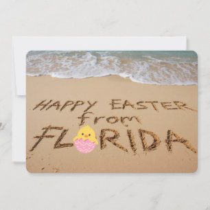 Cartão De Festividades Feliz Páscoa da Flórida Escrito na Areia