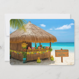 Cartão De Festividades Feliz Páscoa da Florida Tiki Hut na Praia