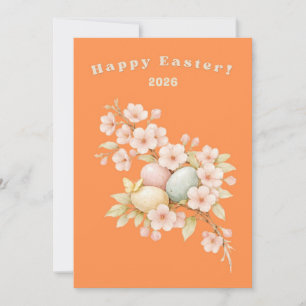 Cartão De Festividades Feliz Páscoa Floral Elegante Flor de Cerejeira Pri