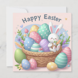 Cartão De Festividades Feliz Páscoa - Ovos de Coelho em Cores Pastel