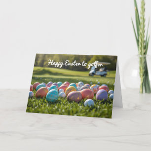 Cartão De Festividades Feliz Páscoa para golfista com bola de golfe e ovo
