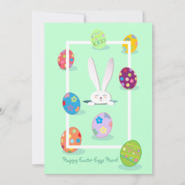 Cartão De Festividades Feliz Páscoa Primavera Coelho Bonito Caça aos Ovos