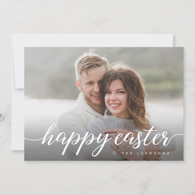 Cartão De Festividades Feliz Páscoa Script Foto Personalizada  (Frente)