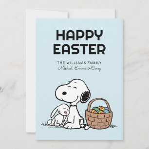Cartão De Festividades Feliz Páscoa Snoopy & o Coelho da Páscoa